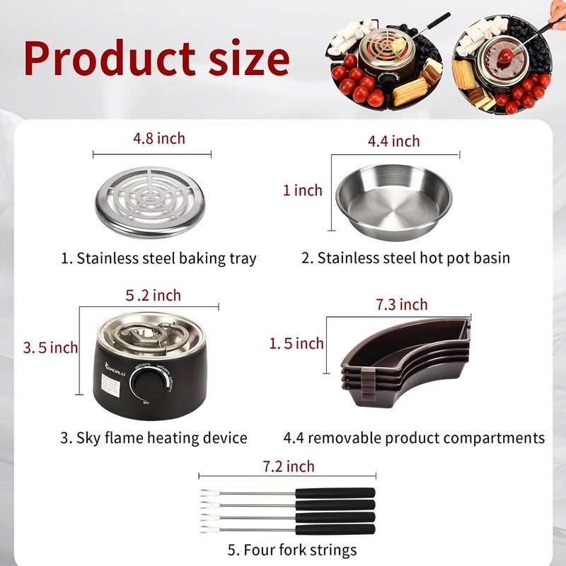 BADALU 2 in 1 Electric S'mores Maker & Fondue Pot, Temperature Control Tabletop Indoor S'mores Maker Kit with 4 Roasting Forks Housewarming Christmas Gifts,Family Gifts - Image 2